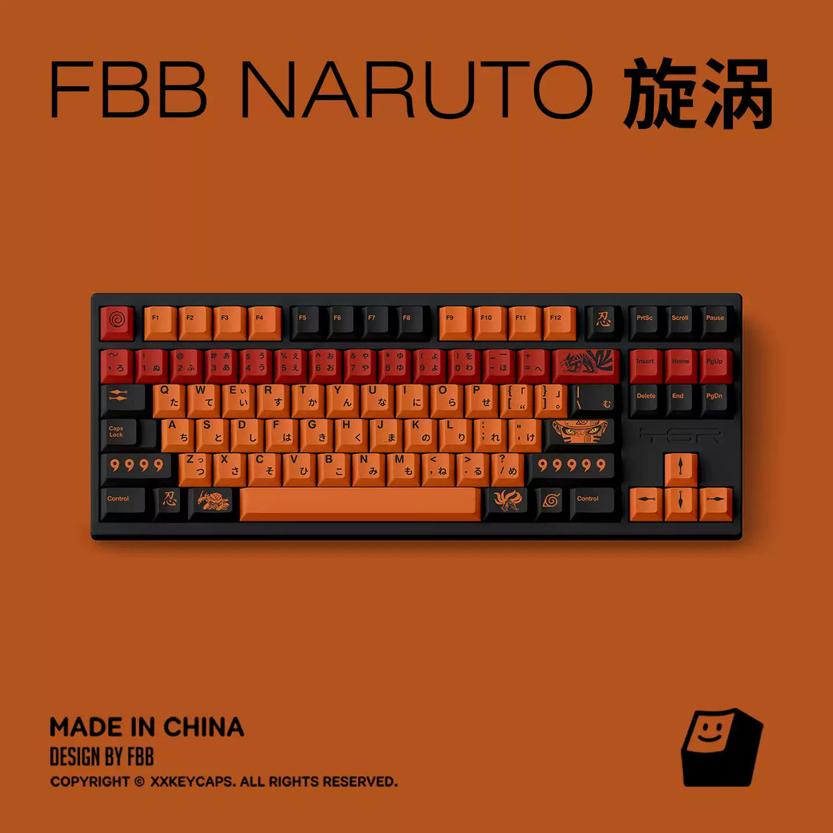 FBB - Uzumaki Naruto PBT Keycap Set – 144-Key ANSI/ISO