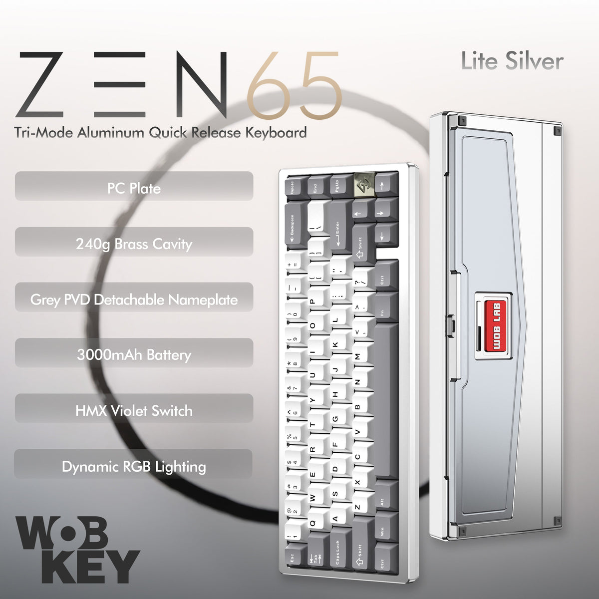 Wobkey - ZEN 65 Quick-Release Tri-Mode Mechanical Keyboard