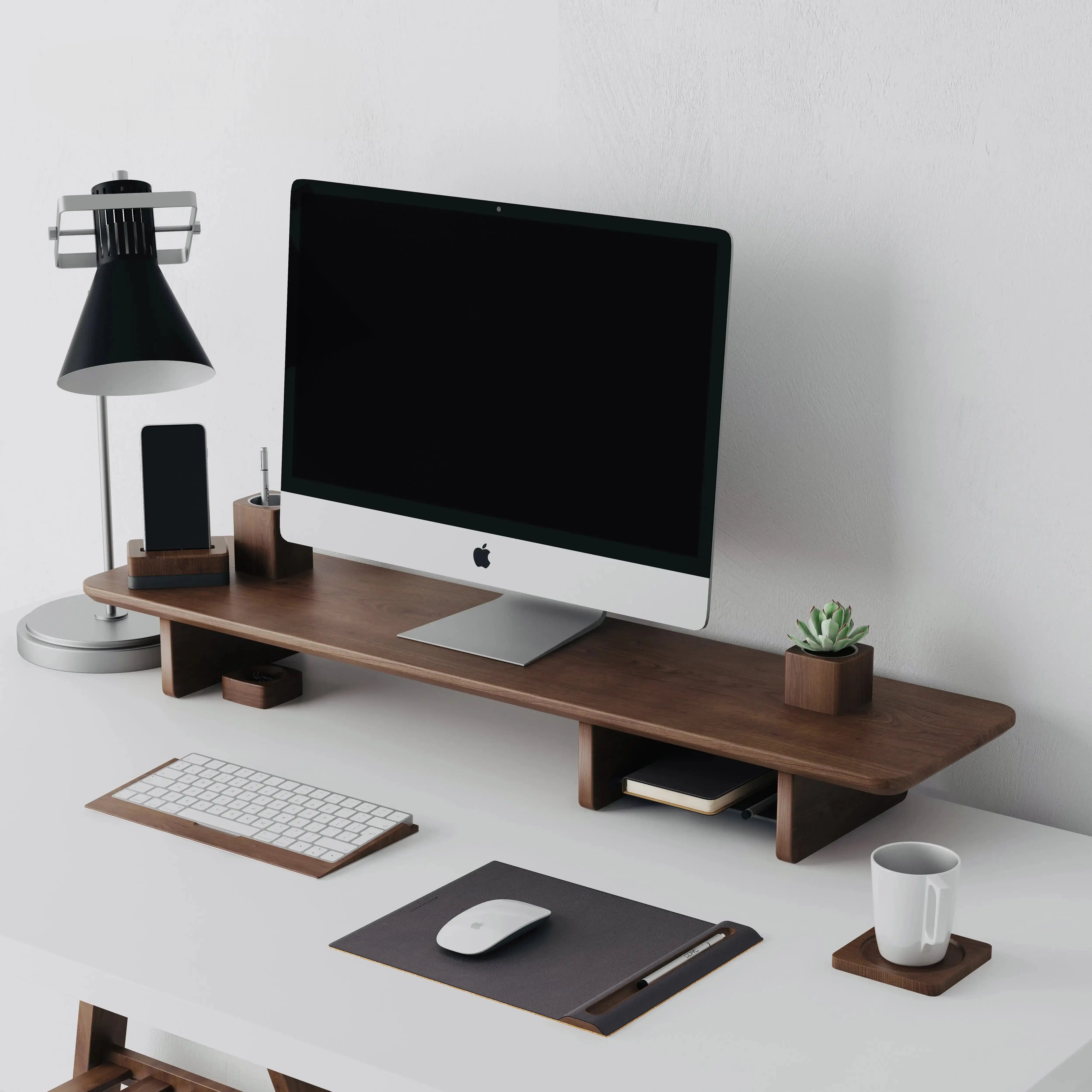 BBS – Black Walnut Wood Heightened Shelf – Desktop Monitor and Laptop Riser