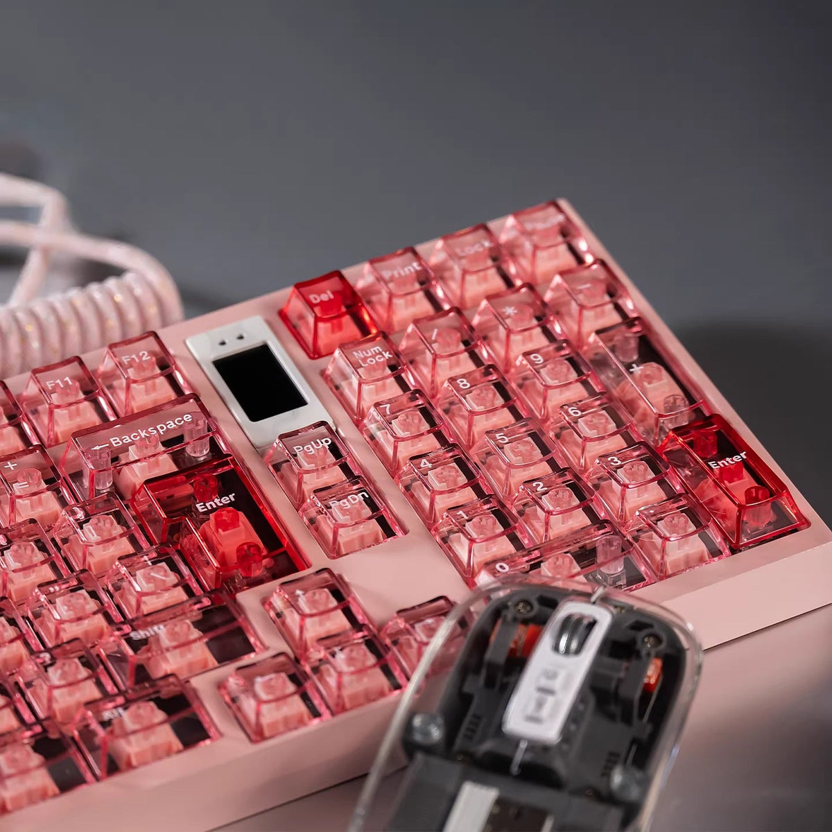 Rosa transparentes Tastenkappenset – Cherry-Profil Dye-Sub PBT-Tastenkappen