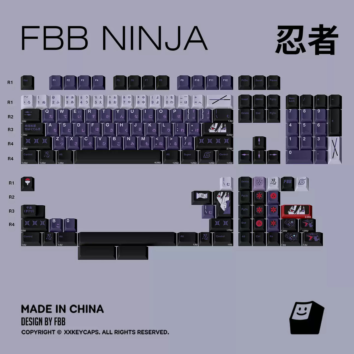 FBB - NINJA Juego de teclas PBT ANSI/ISO Ninja