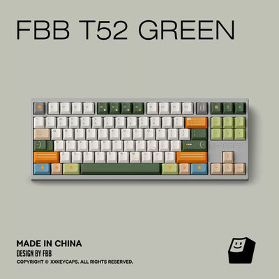 FBB - T52 Green Designer Minimalist PBT ANSI/ISO Keycap Set