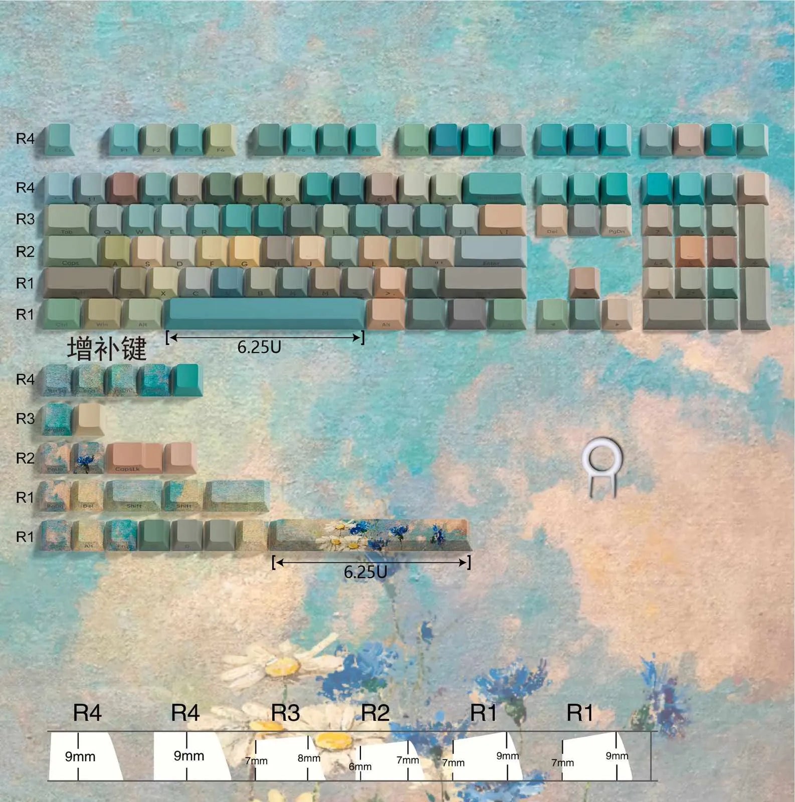 Womier - Keycaps Oil Painting Keycap Set Artistic PBT Keycaps