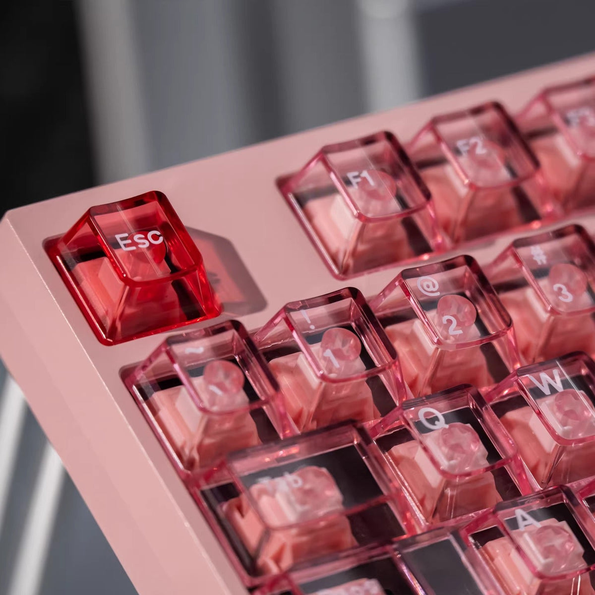 Rosa transparentes Tastenkappenset – Cherry-Profil Dye-Sub PBT-Tastenkappen