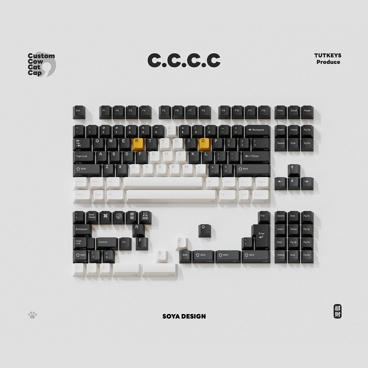 TUTKEYS & Soya - Original Black and White Dye-Sublimated PBT Keycap Set