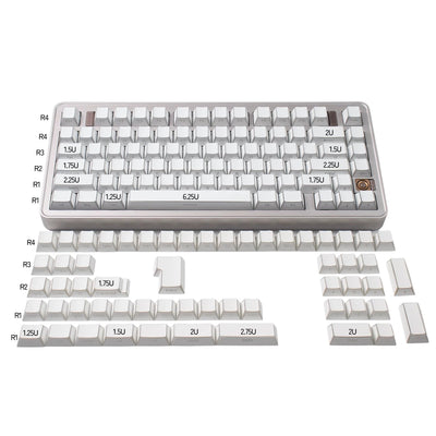 Weiß/Schwarz Refraktions-Seitenbeschriftetes ISO/ANSI-Tastenkappenset