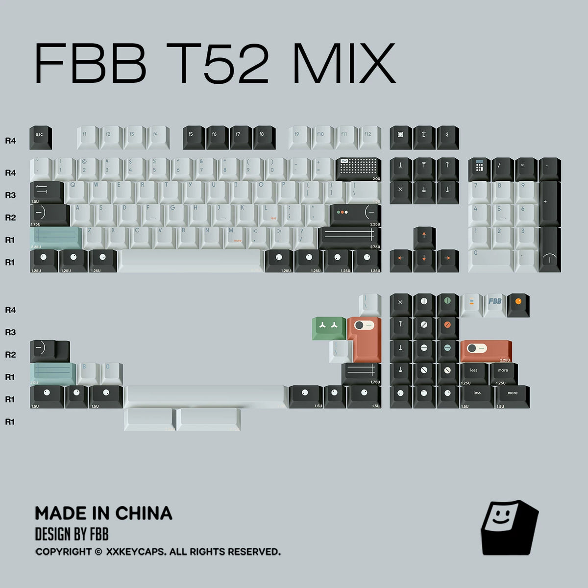 T52 Green Designer Minimalist PBT ANSI/ISO Keycap Set