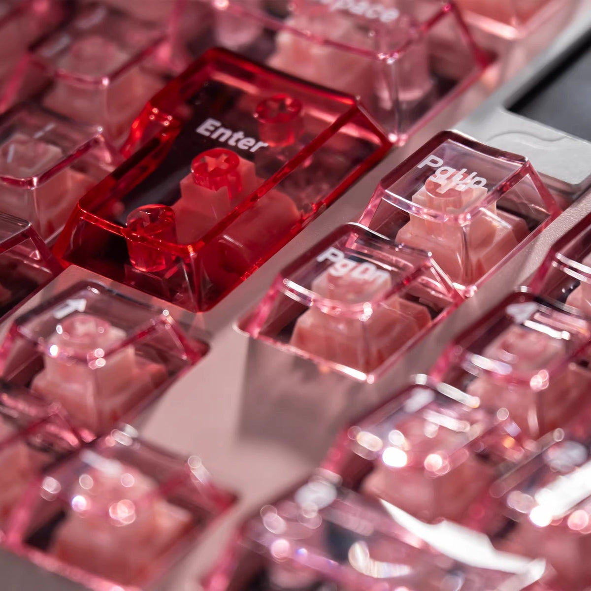 Rosa transparentes Tastenkappenset – Cherry-Profil Dye-Sub PBT-Tastenkappen