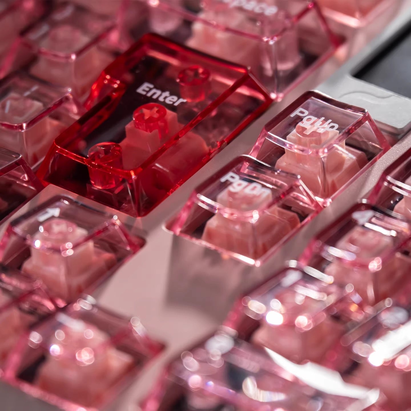 Pink Transparent Keycap Set – Cherry Profile Dye-Sub PBT Keycaps