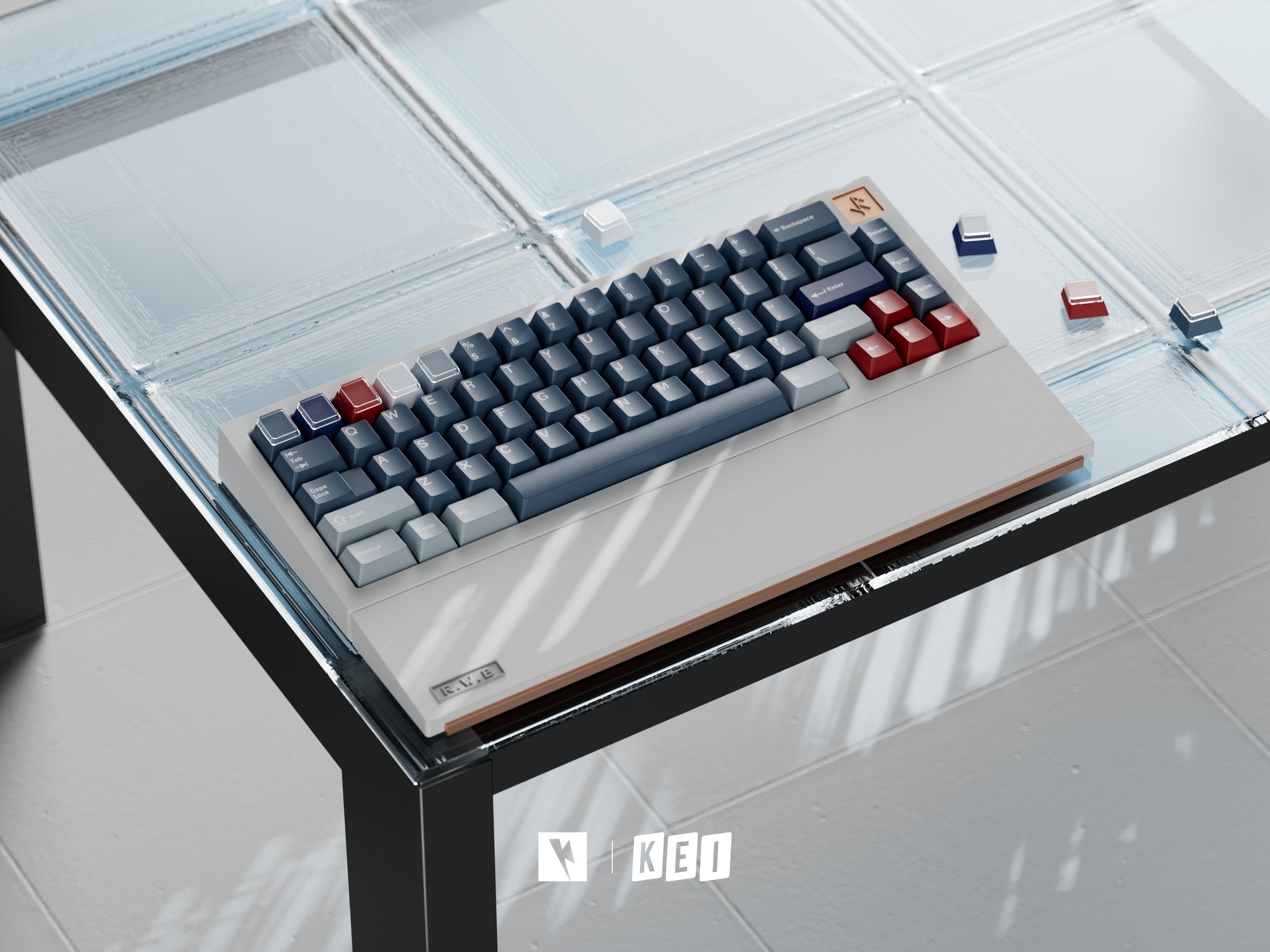 Keykobo - R-W-B ABS Double-Shot ANSI/ISO Keycap Set