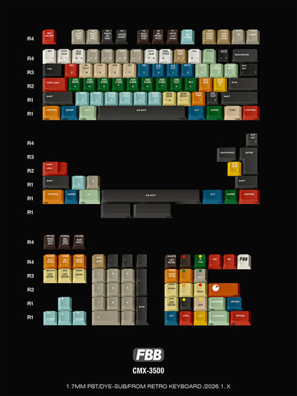 FBB - Retro CMX 3500 PBT Five-Sided ISO/ANSI Keycap Set