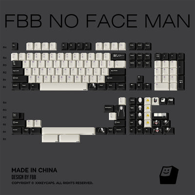 FBB - Juego de teclas ANSI/ISO Faceless Man en blanco y negro