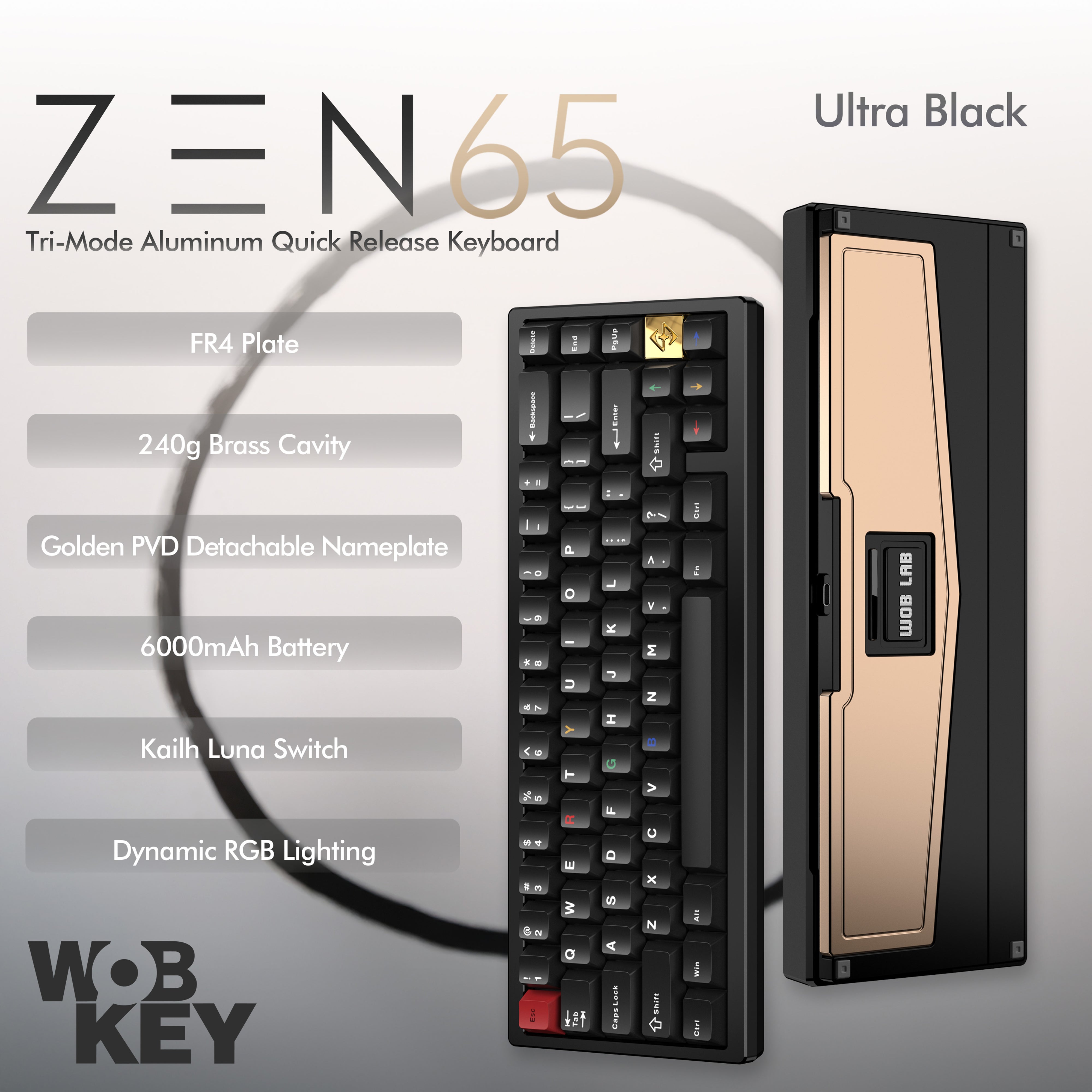 Wobkey - ZEN 65 Quick-Release Tri-Mode Mechanical Keyboard
