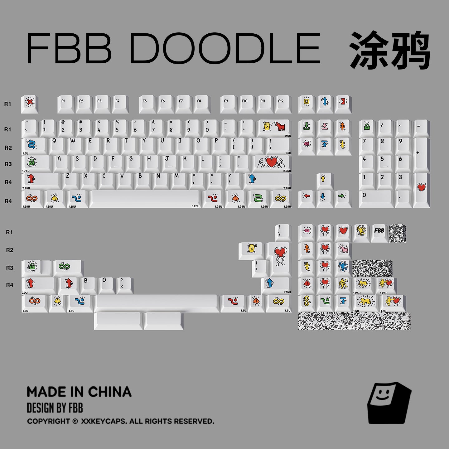 FBB - Graffiti Series Dark & White Original Keycap Set