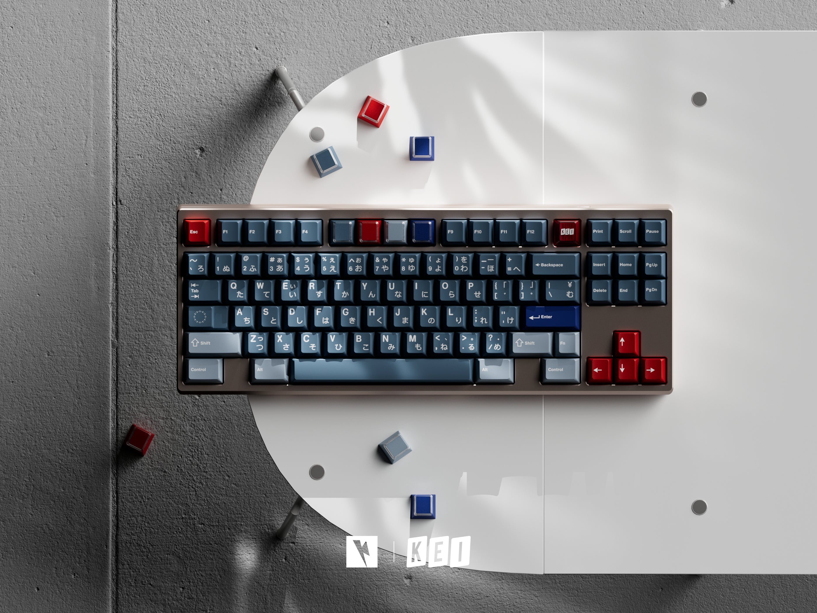 Keykobo - R-W-B ABS Double-Shot ANSI/ISO Keycap Set