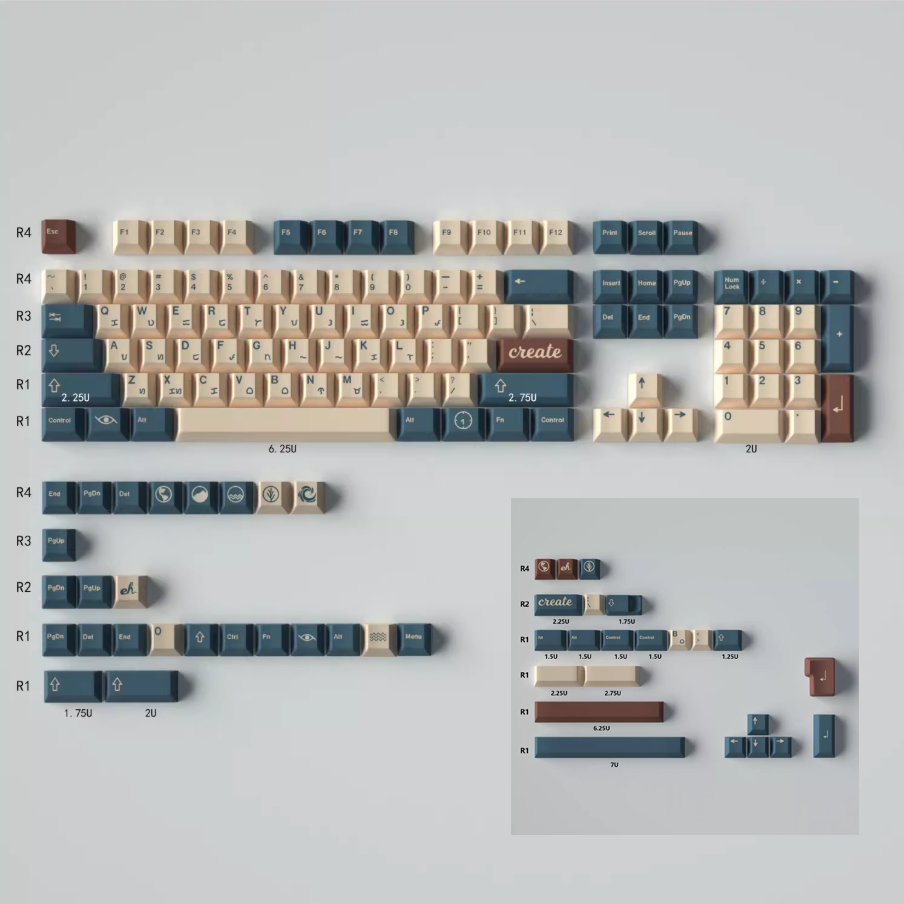 Earth Tones – 129-Key Cherry Profile PBT ANSI/ISO Keycap Set