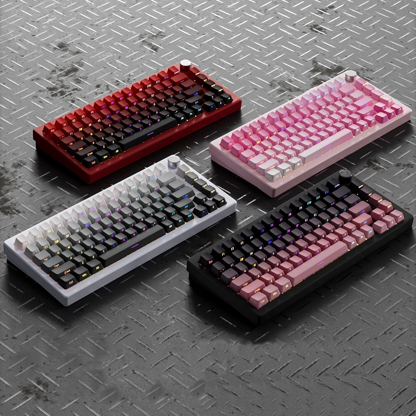 HJS AL75 V2 Mechanische kabellose Tastatur aus Aluminium, Barebone/montiert