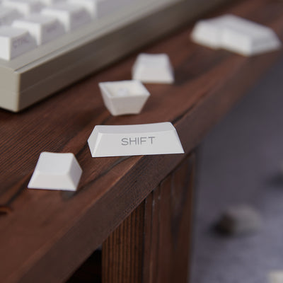 White & Black - 131-Key ISO/ANSI PBT Side-Engraved Keycap Set
