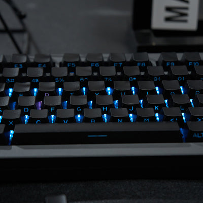 White & Black - 131-Key ISO/ANSI PBT Side-Engraved Keycap Set