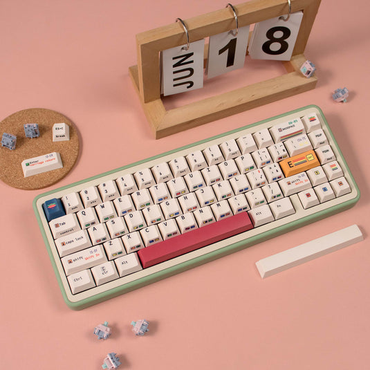 C64 R3 145 Retro Black Side-Engraved Keycaps – PBT Sublimation Set
