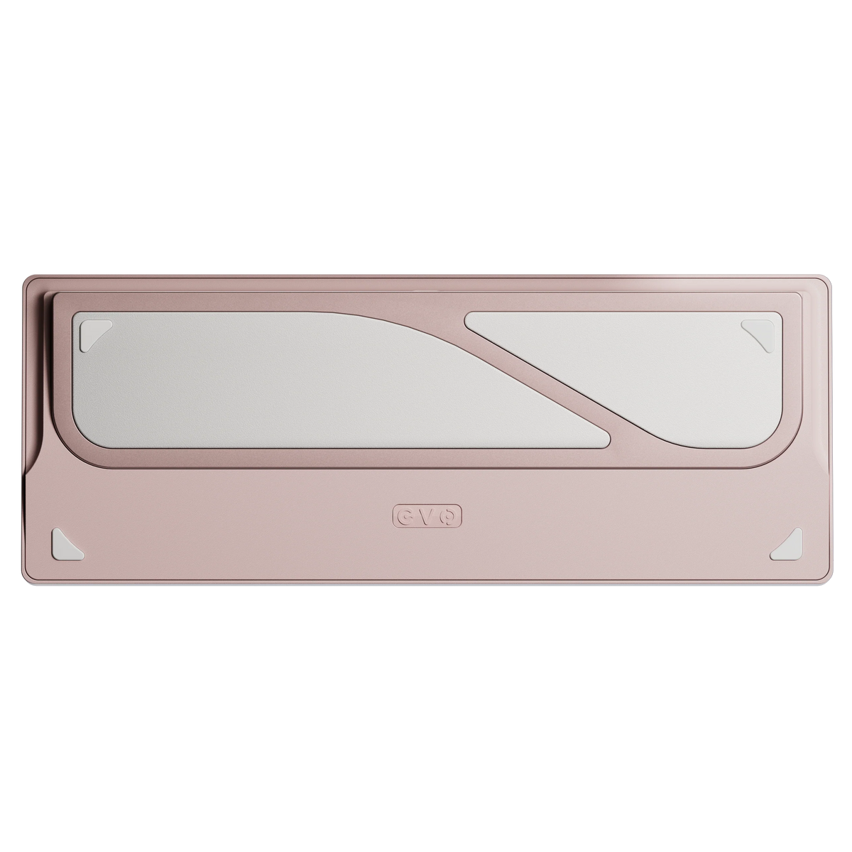 Evo80 80% TKL mechanical keyboard in spray-coated babypink, bottom view 