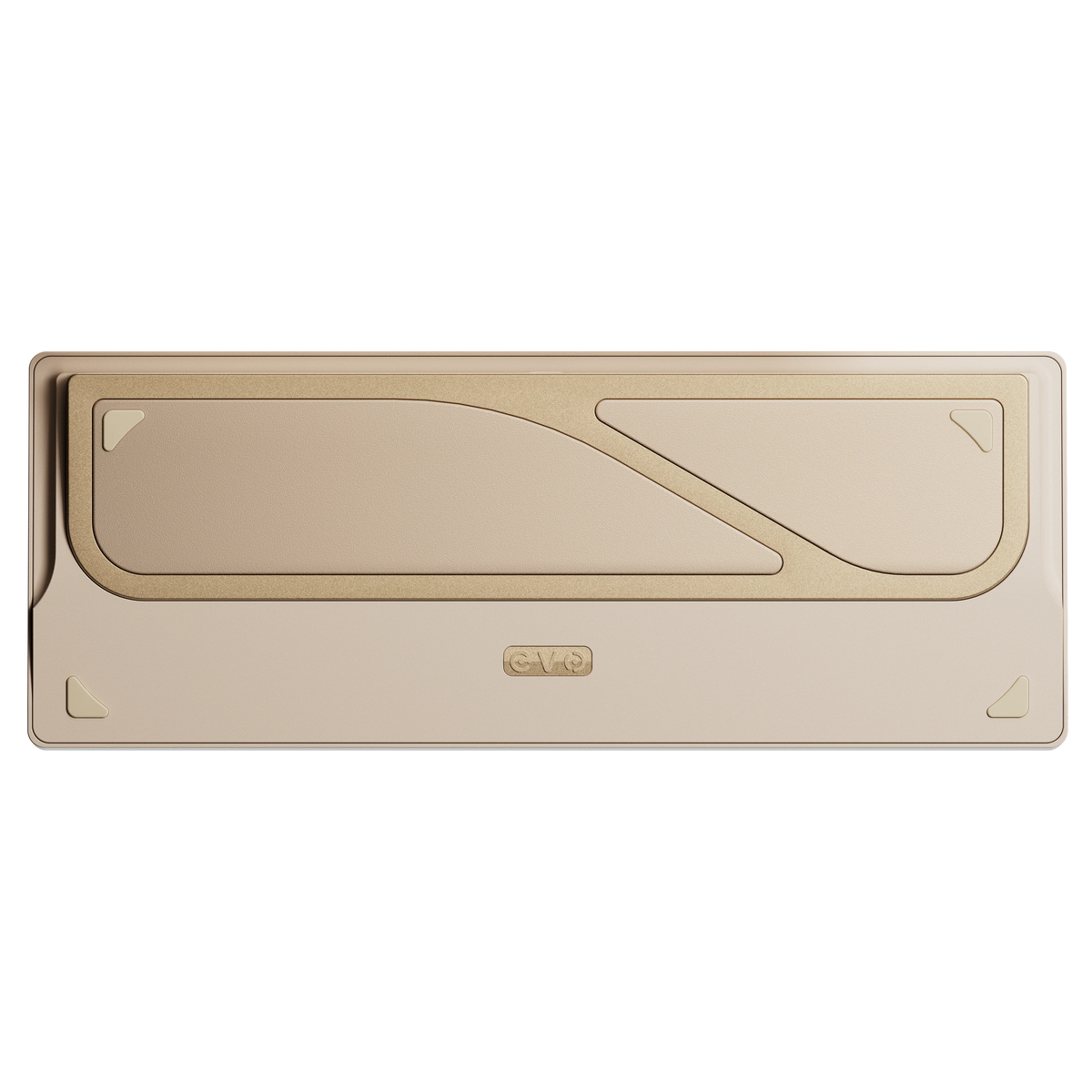 Evo80 80% TKL mechanical keyboard in spray-coated cream, bottom view 