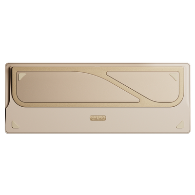 Evo80 80% TKL mechanical keyboard in spray-coated cream, bottom view 