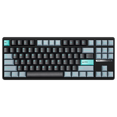 Evo80 80% TKL mechanical keyboard in anodized ink, top-down front view 