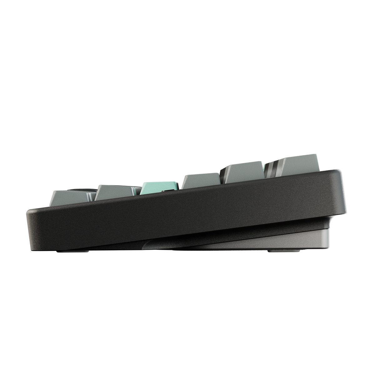 Evo80 80% TKL mechanical keyboard in anodized ink, side profile view 