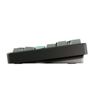 Evo80 80% TKL mechanical keyboard in anodized ink, side profile view 