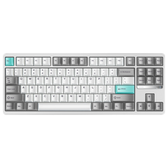 Evo80 80% TKL mechanical keyboard in anodized nimbus, top-down front view #choose-colour_anodized-nimbus