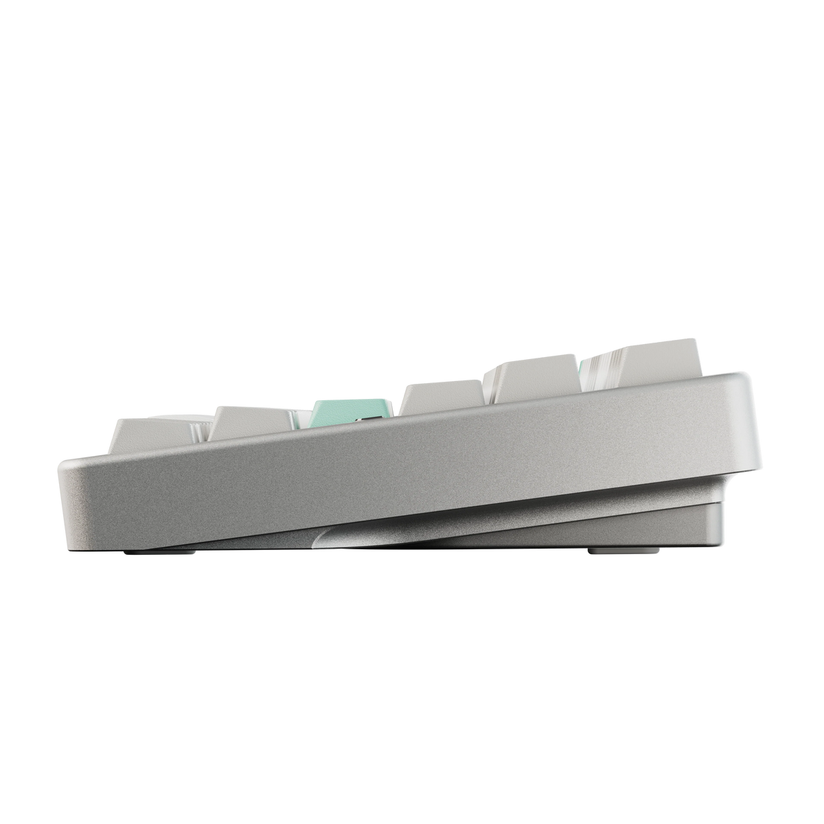 Evo80 80% TKL mechanical keyboard in anodized nimbus, side profile view 