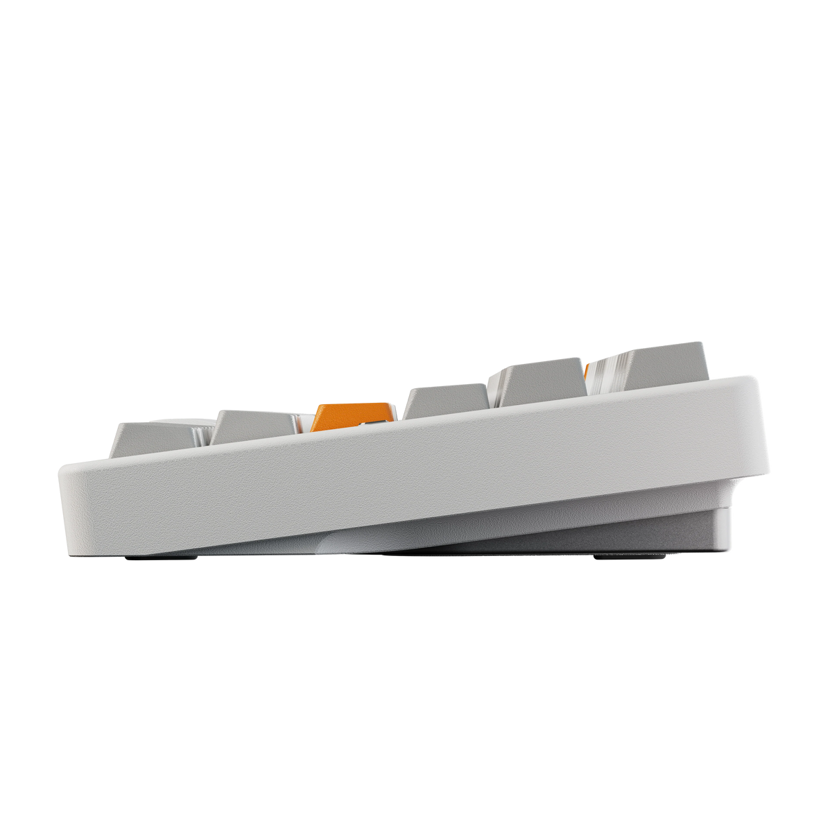 Evo80 80% TKL mechanical keyboard in spray-coated spark, side profile view 