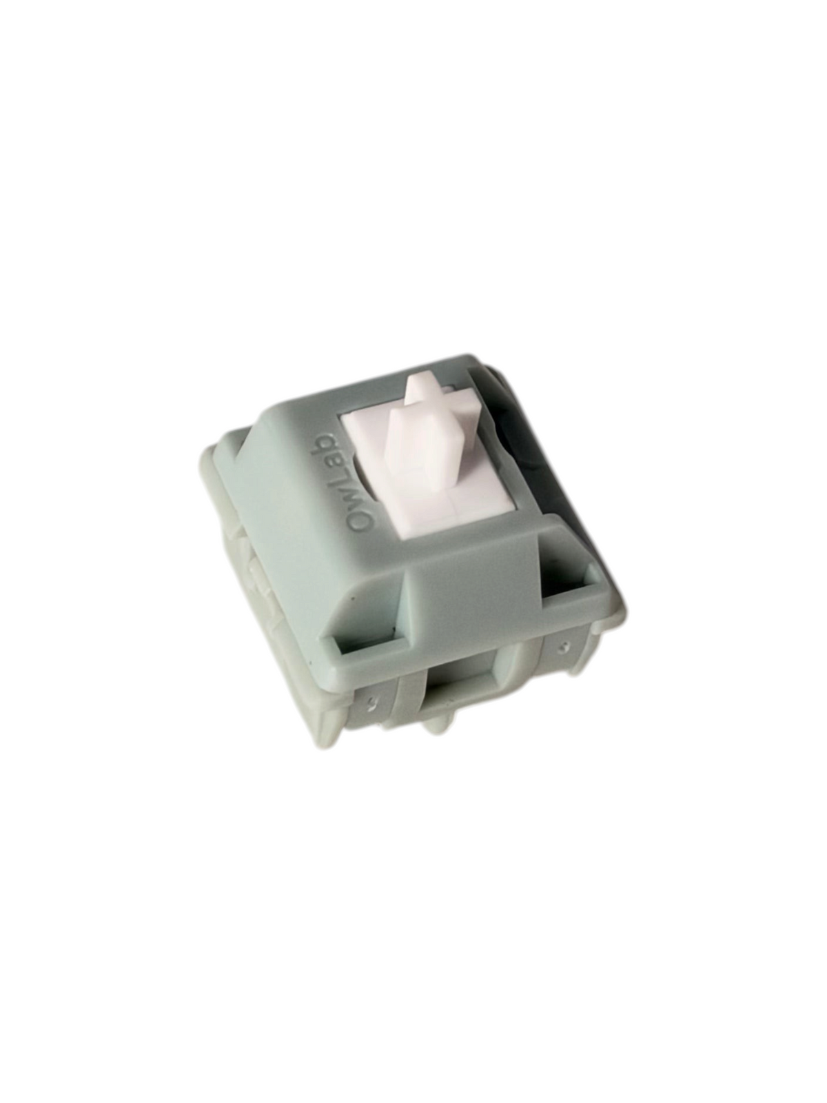 OZO Keyboards OwLab London Fog linear mechanical keyboard switch with a grey polycarbonate housing and white UPE stem