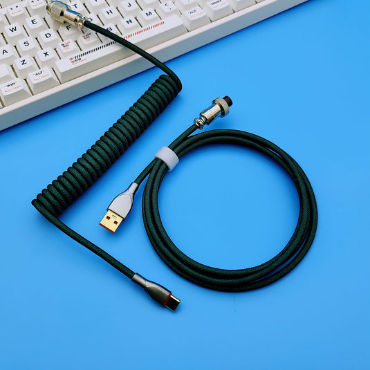 Green - Coiled 185CM Type C USB Cable