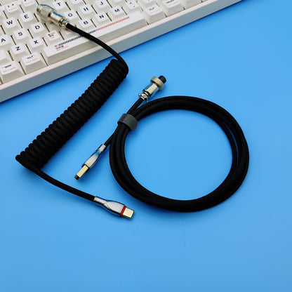 Cable USB-A a USB-C en espiral clásico OZO para teclados mecánicos
