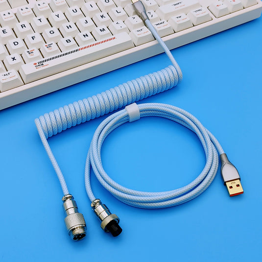 Blue - Coiled 185CM Type C USB Cable