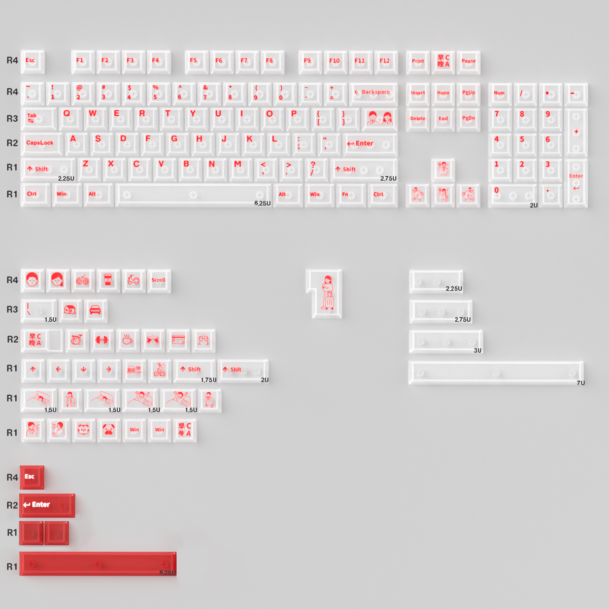 Morning C / Night A Fog-Through - 150 PC ISO/ANSI Keycap Set