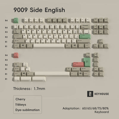 Keyhouse - Teclas PBT Retro de Sublimación de Tinte 9009