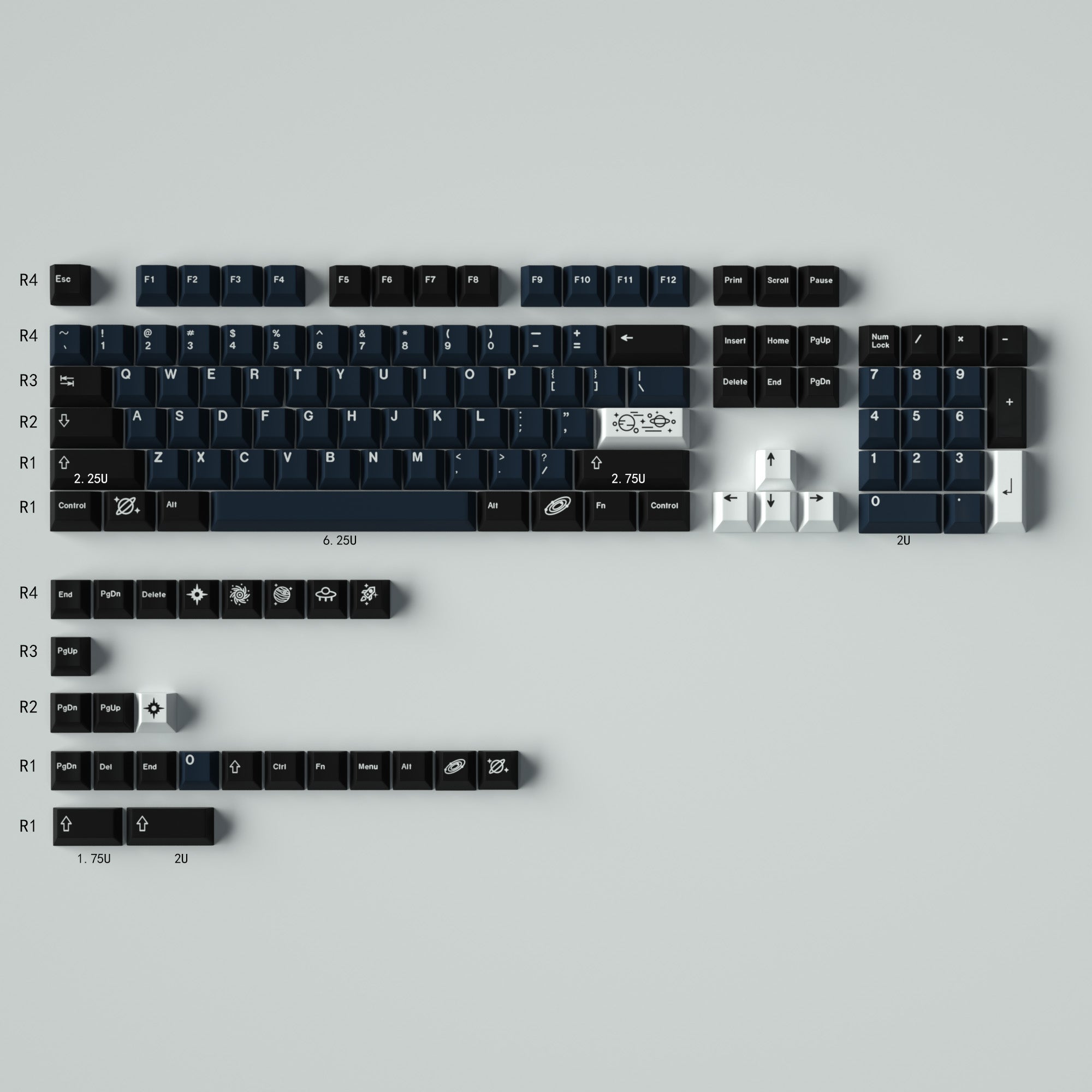 Galaxy – 136-Key Cherry Profile PBT ANSI/ISO Keycap Set