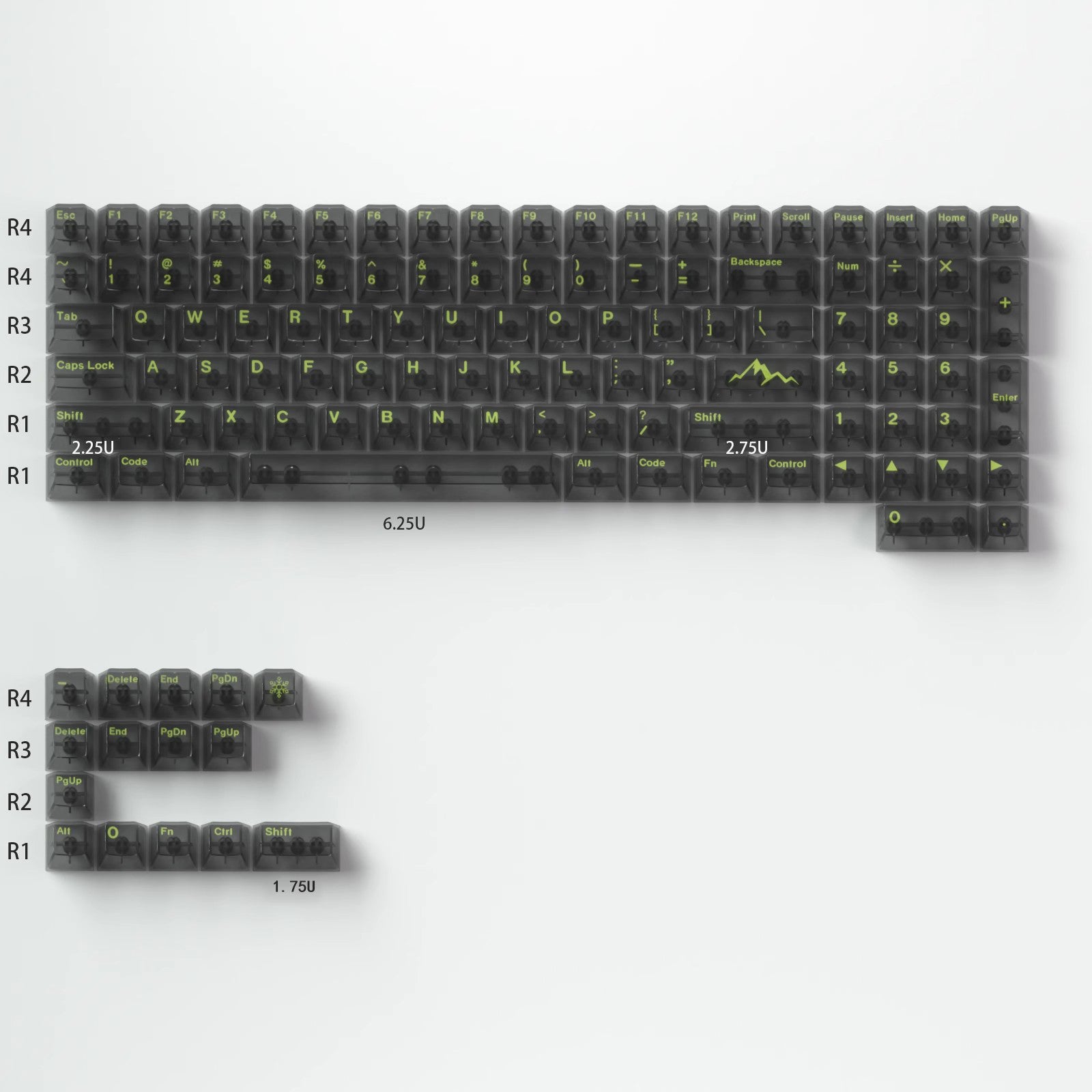 Effie Glacier Transparent Black – 112-Key Cherry Profile ANSI Keycap Set