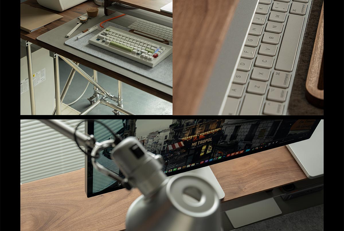 BEESIR - Soporte para monitor de madera maciza (nogal negro y haya) 
