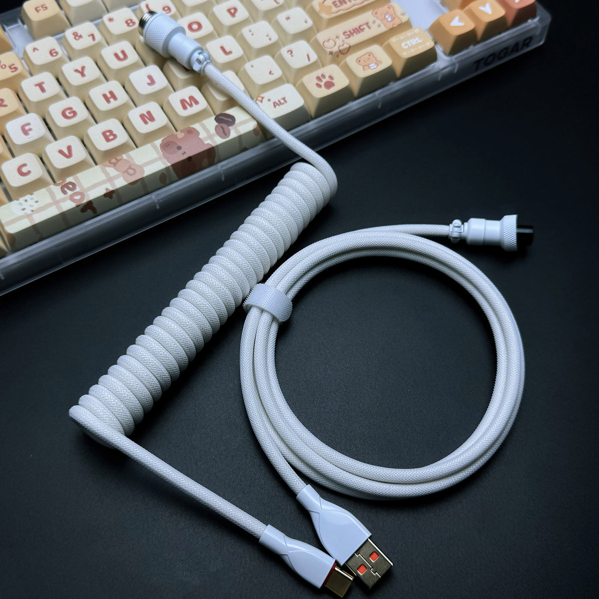 OZO Classic Coiled USB to USB-C Cable for Mechanical Keyboards