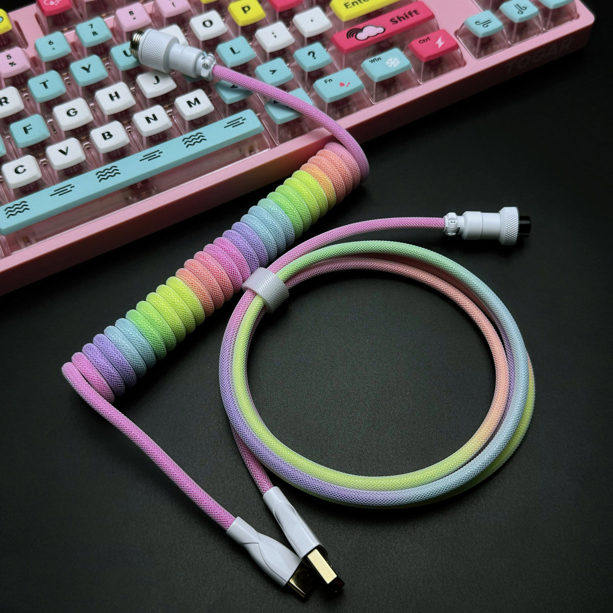 OZO Classic Coiled USB to USB-C Cable for Mechanical Keyboards