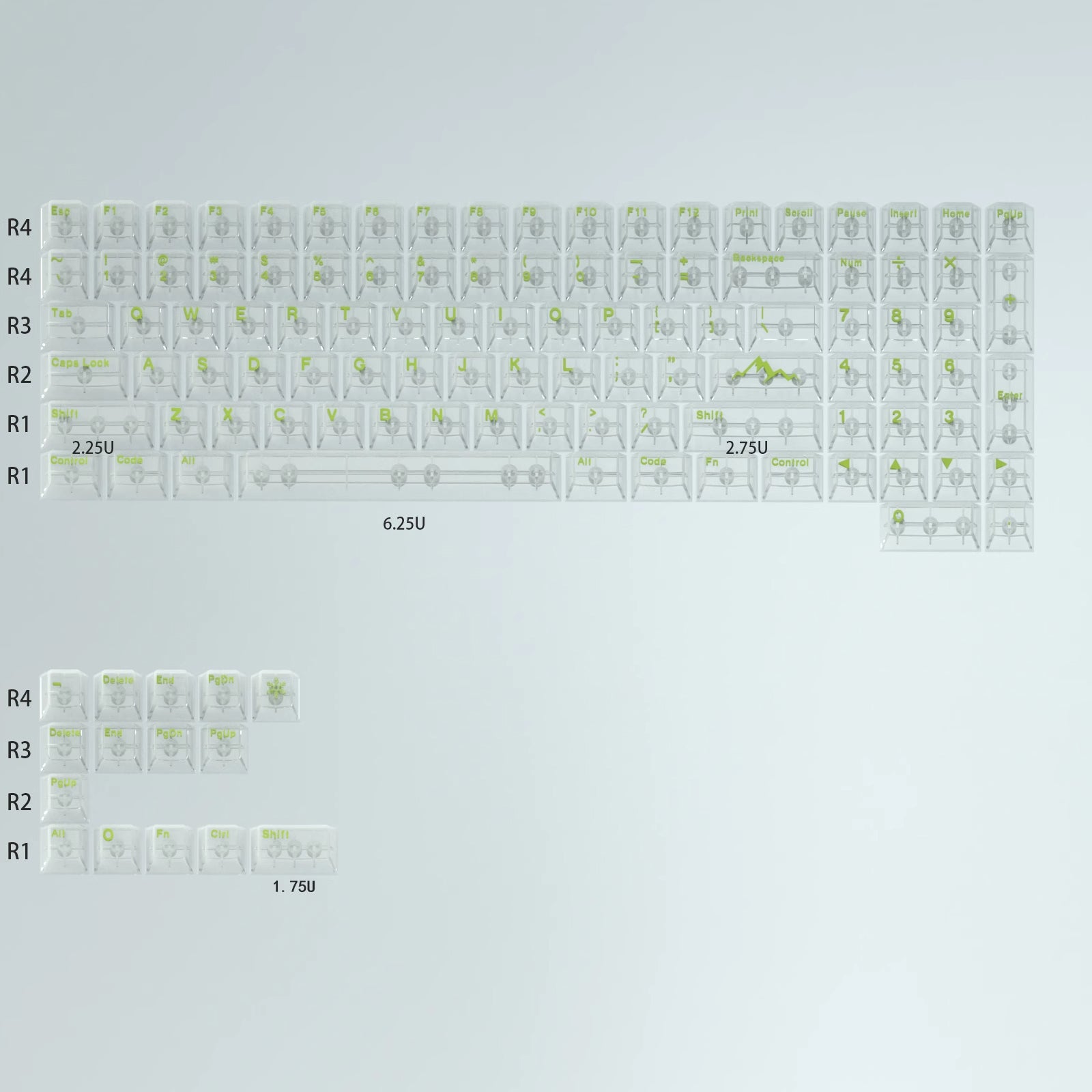 Effie Glacier Transparent White – 112-Key Cherry Profile ANSI Keycap Set