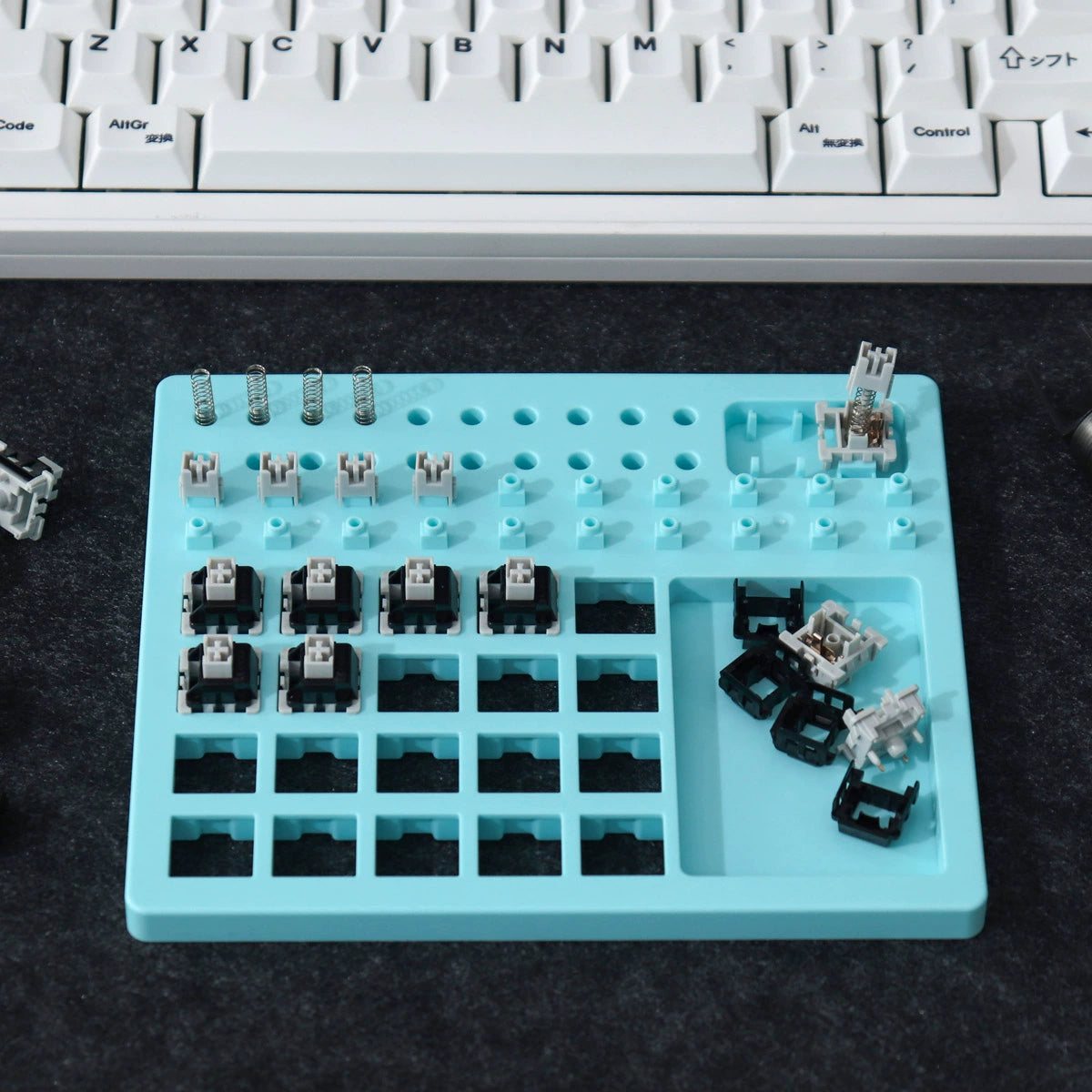Ayuda para el montaje de interruptores de teclado mecánico: placa de eje amarilla/gris/azul