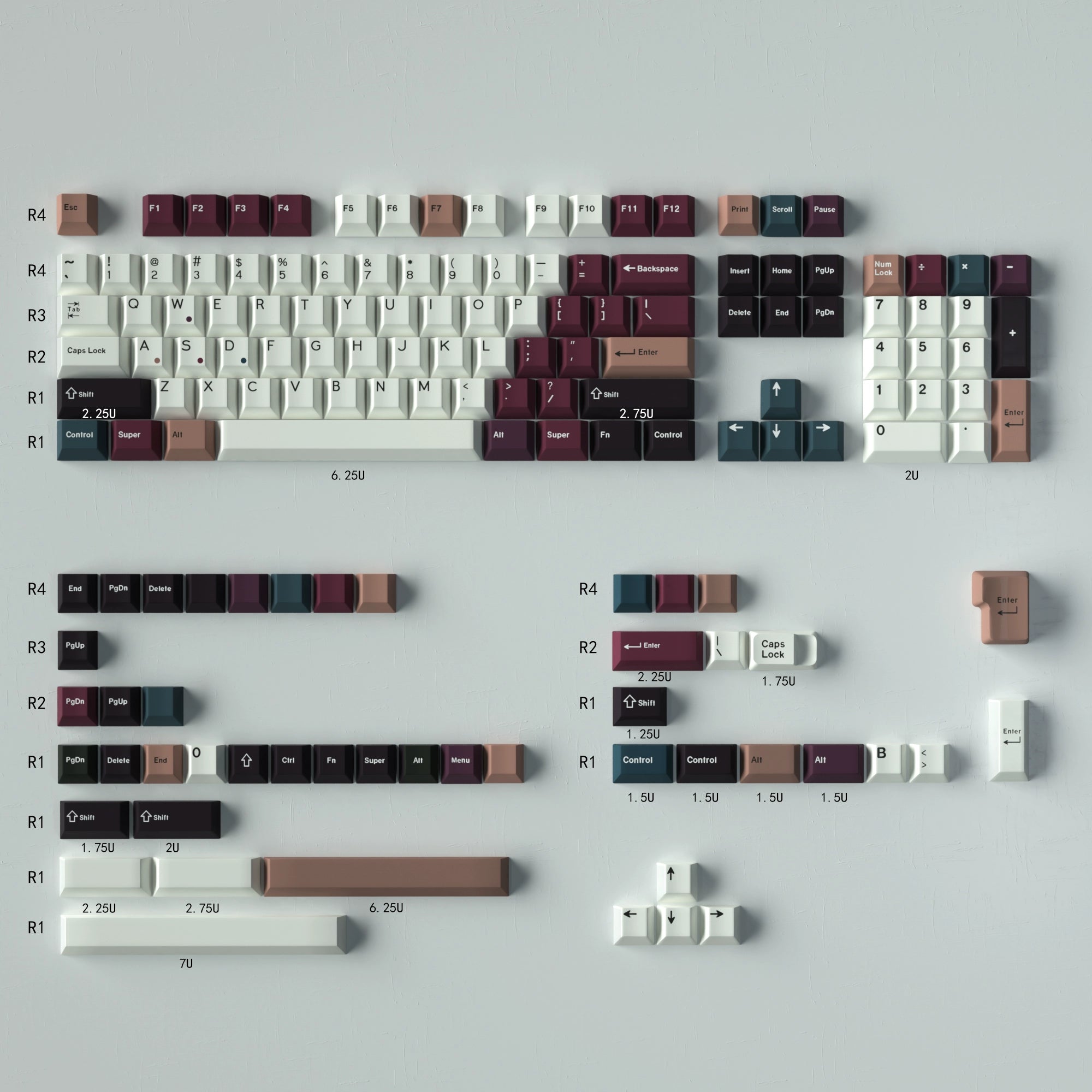 Mixed Lamp – 129-Key Cherry Profile ANSI/ISO Keycap Set