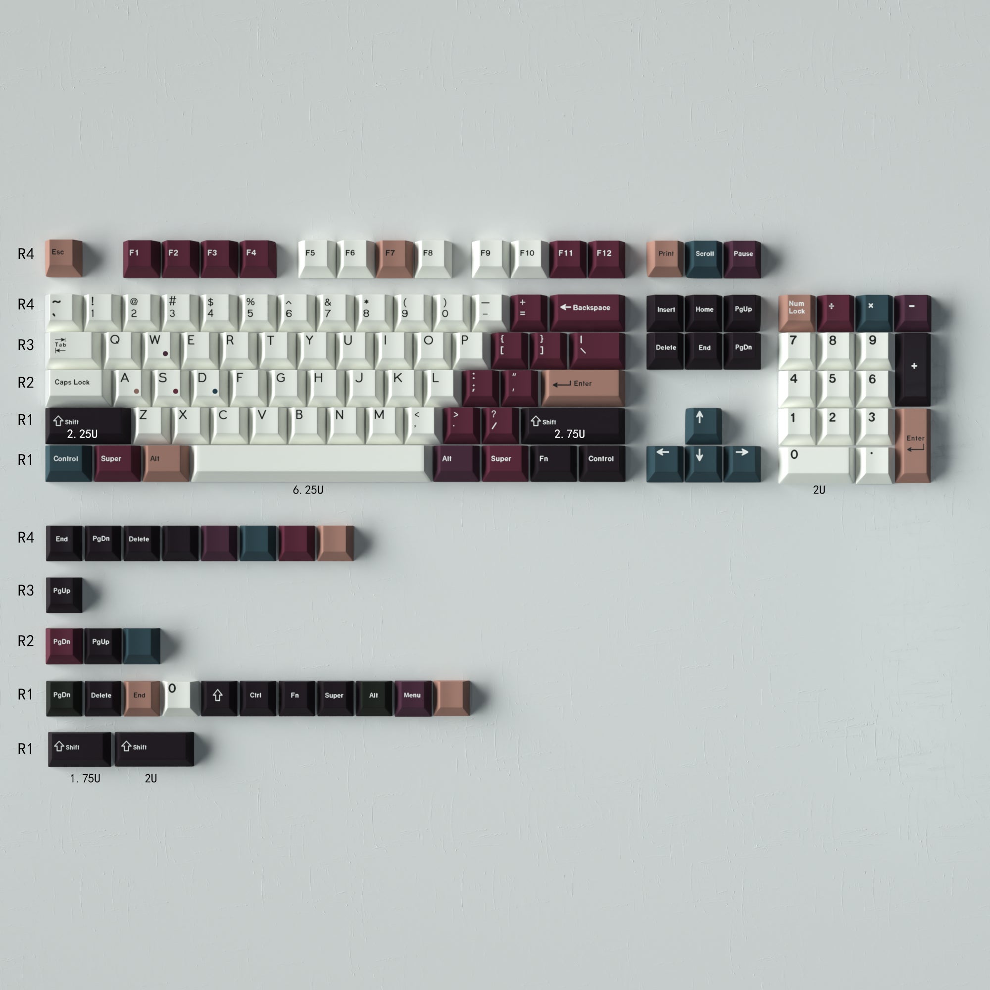 Mixed Lamp – 129-Key Cherry Profile ANSI/ISO Keycap Set