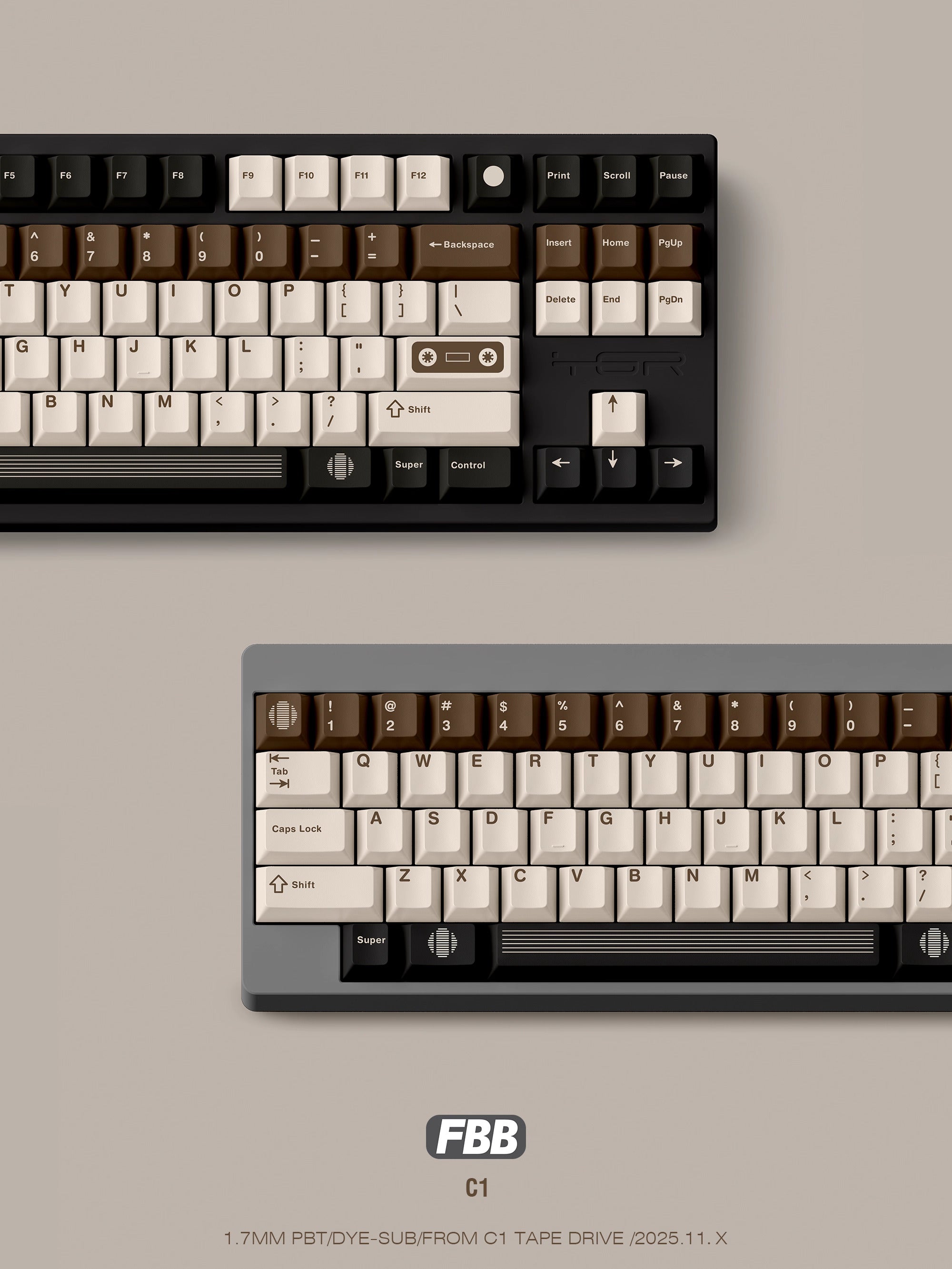 FBB - C1 Retro Tape Coffee Brown Original Keycap Set – OZO Keyboards
