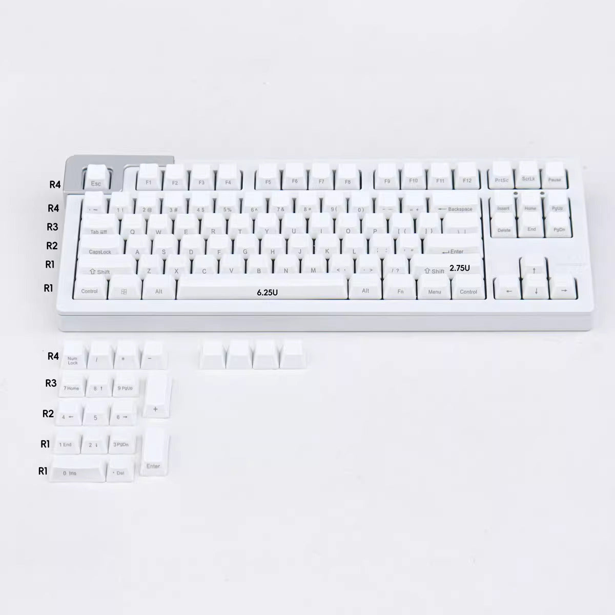 White Side-Engraved – 108-Key PBT Cherry Profile ANSI Keycap Set